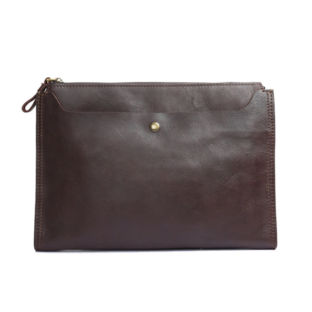 

2018 New Men's Genuine Leather Handbag Fashion Dark Brown/Brown Single Shoulder Bag Hand Made Large Capacity Crossbody Bag