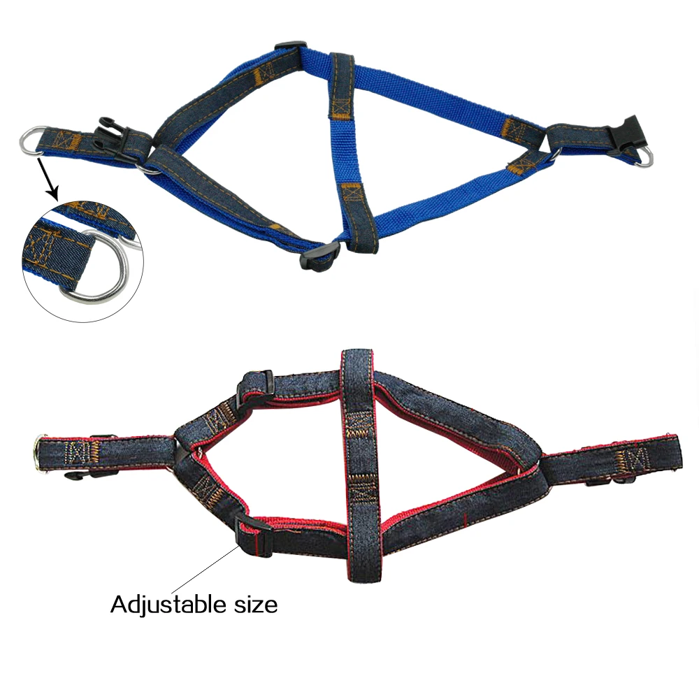 Adjustable-No-Pull-Denim-Dog-Harnesses-Leash-Collar-for-Training-Walking-Running-Rescue-Harness-For