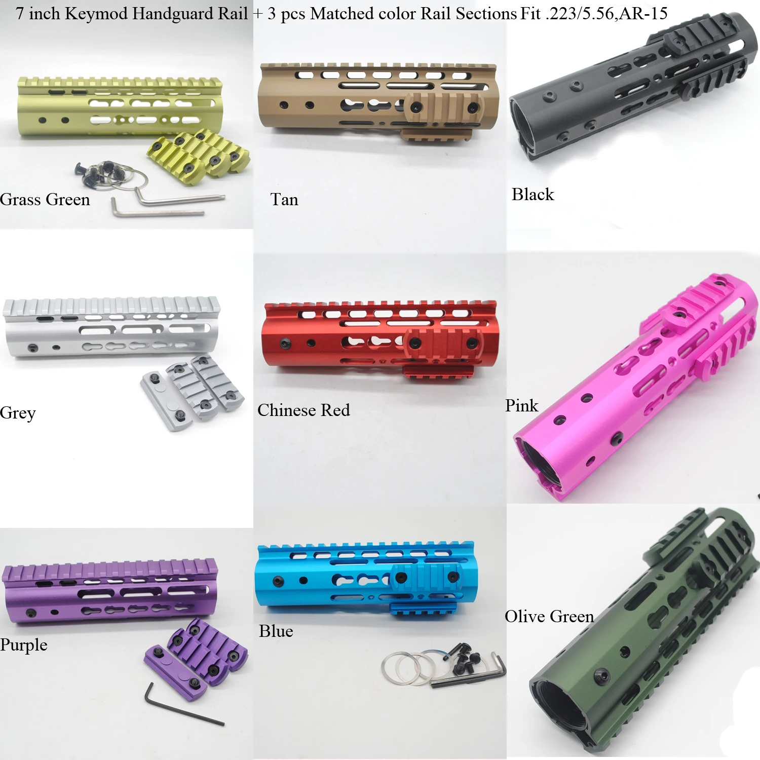 

Aplus 7'' Keymod Handguard Rail Free Float Mount System Fit.223/5.56_Black/Red/Tan/Pink/Purple/Grey/Blue/Grass Green/Olive Green