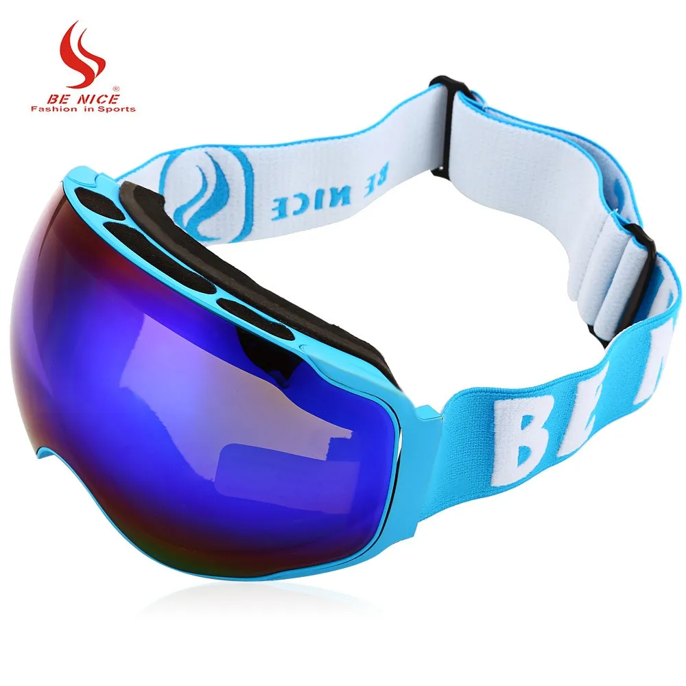 BENICE УФ защитные двойные противотуманные линзы большие сферические лыжные очки снежные сноубордические очки лыжи, коньки - Цвет: SNOW  4203