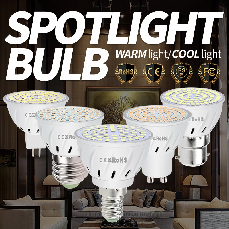 

E27 Led Corn Lamp E14 Led Spotlight GU10 220V Lampada MR16 Spot Light Bulb B22 48 60 80led Foco Bulb GU5.3 Home Lighting 2835SMD