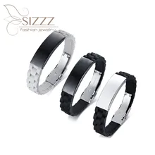 Романтический силиконовый браслет и браслет из полированной нержавеющей стали Пряжка прямоугольной формы женские ювелирные изделия черный белый серый 3 цвета