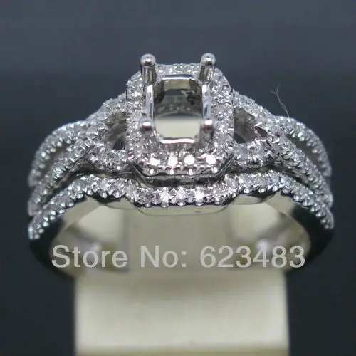 

Emerald Cut 4*5mm Solid 14kt White Gold Natural Vs . Semi Mount Ring