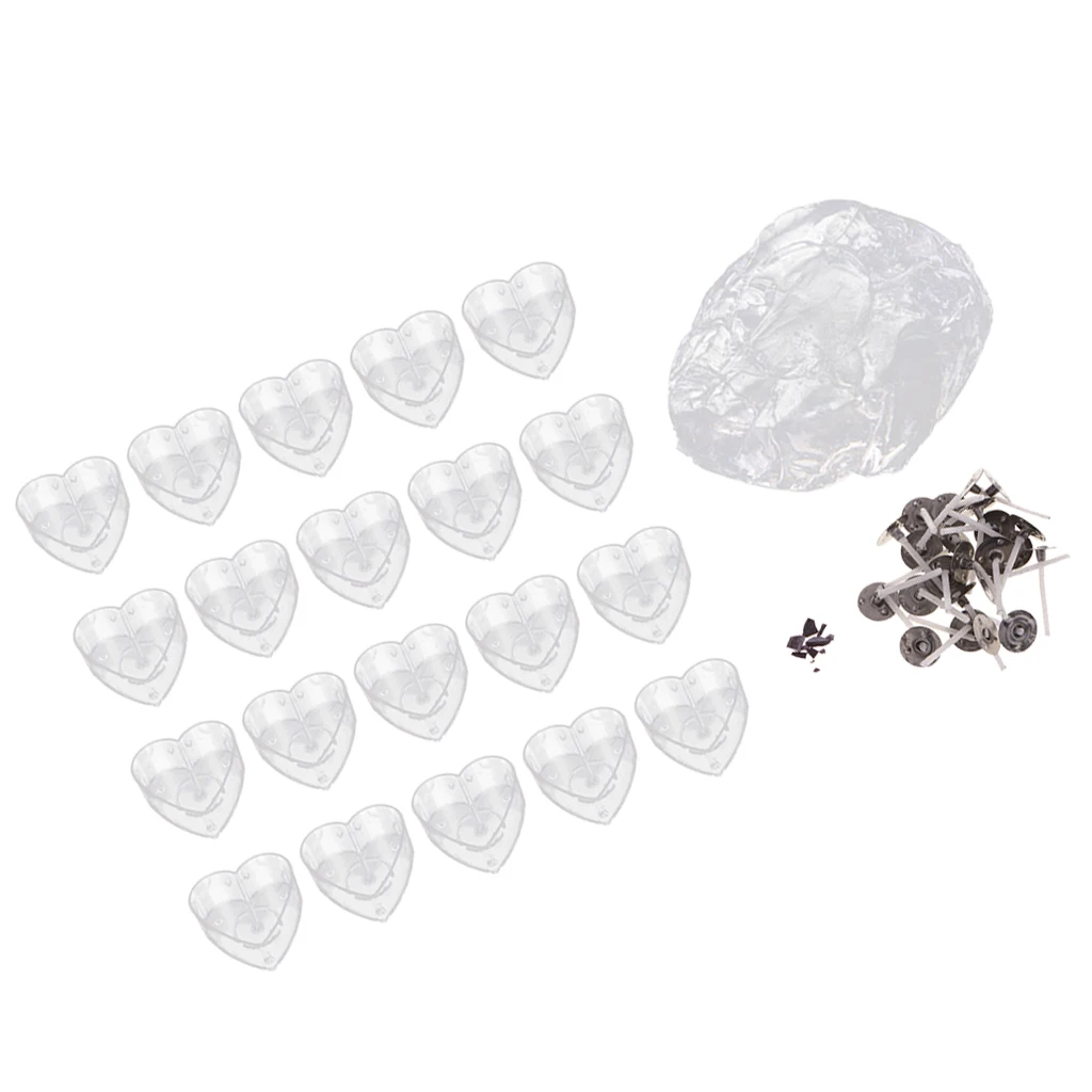 1 Set Candles Making Supplies -Heart Shape Box/Case, Cotton Wicks With Base, Clear Jelly Wax, Pigments-Diy Romantic Candle Kit