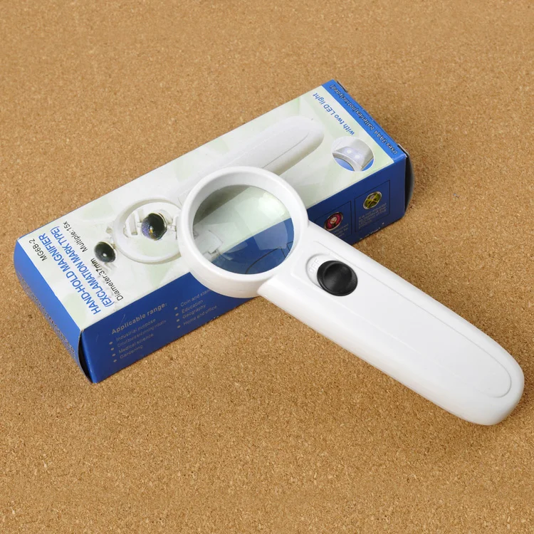 freeshipping15x 37mm Optical Glass Pocket Magnifier Loupe LED