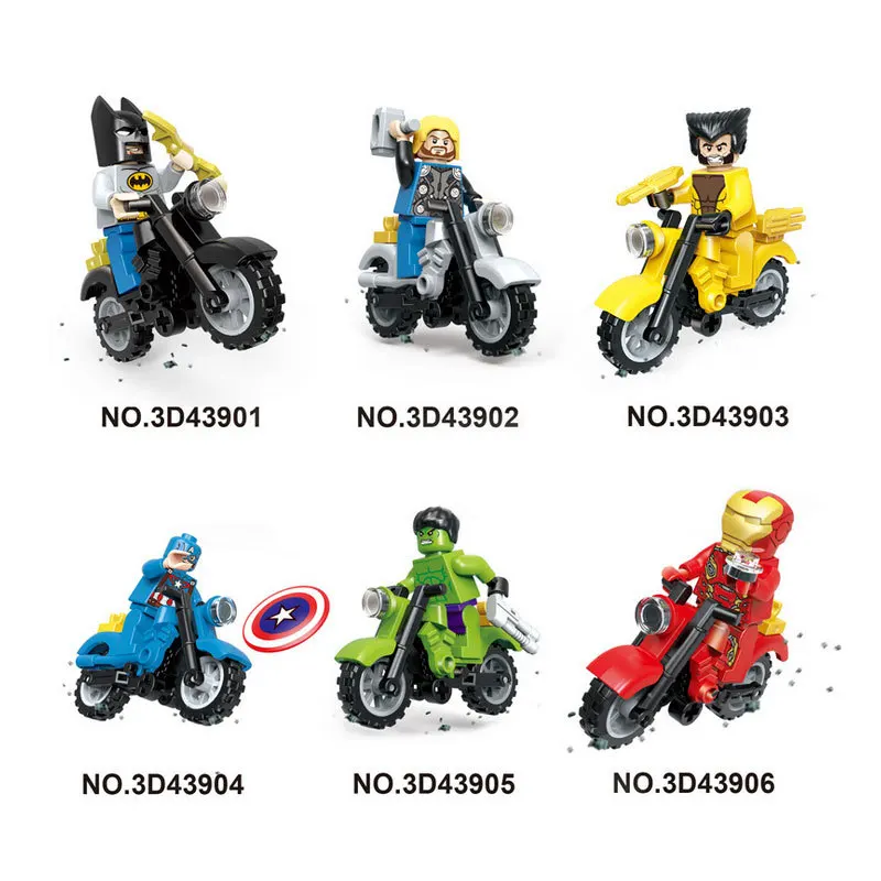 

Creative 3D Motorcycle Building Blocks Self-Locking Bricks Situational Teaching Action Figure Toy For Kid JLB Ninja turtle Rider
