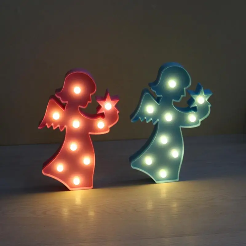 SOLLED LED 3D Night Light, Angel Shape Warm White Table Lamp, Indoor