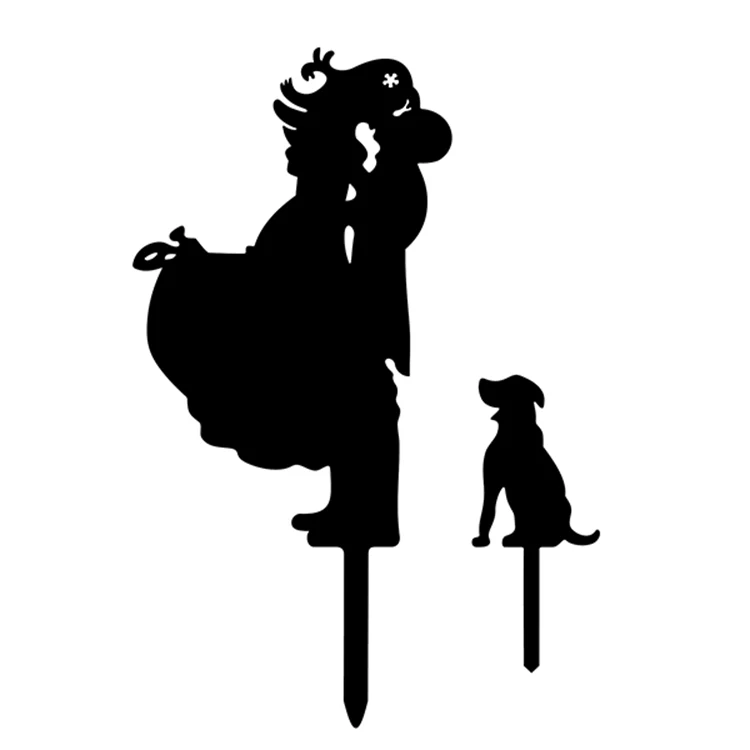 

4 Colors Acrylic Bride Groom Cake Flag Toppers Mr & Mrs With Pet Dog For Wedding Anniversary Party Cake Decor Hot Sale