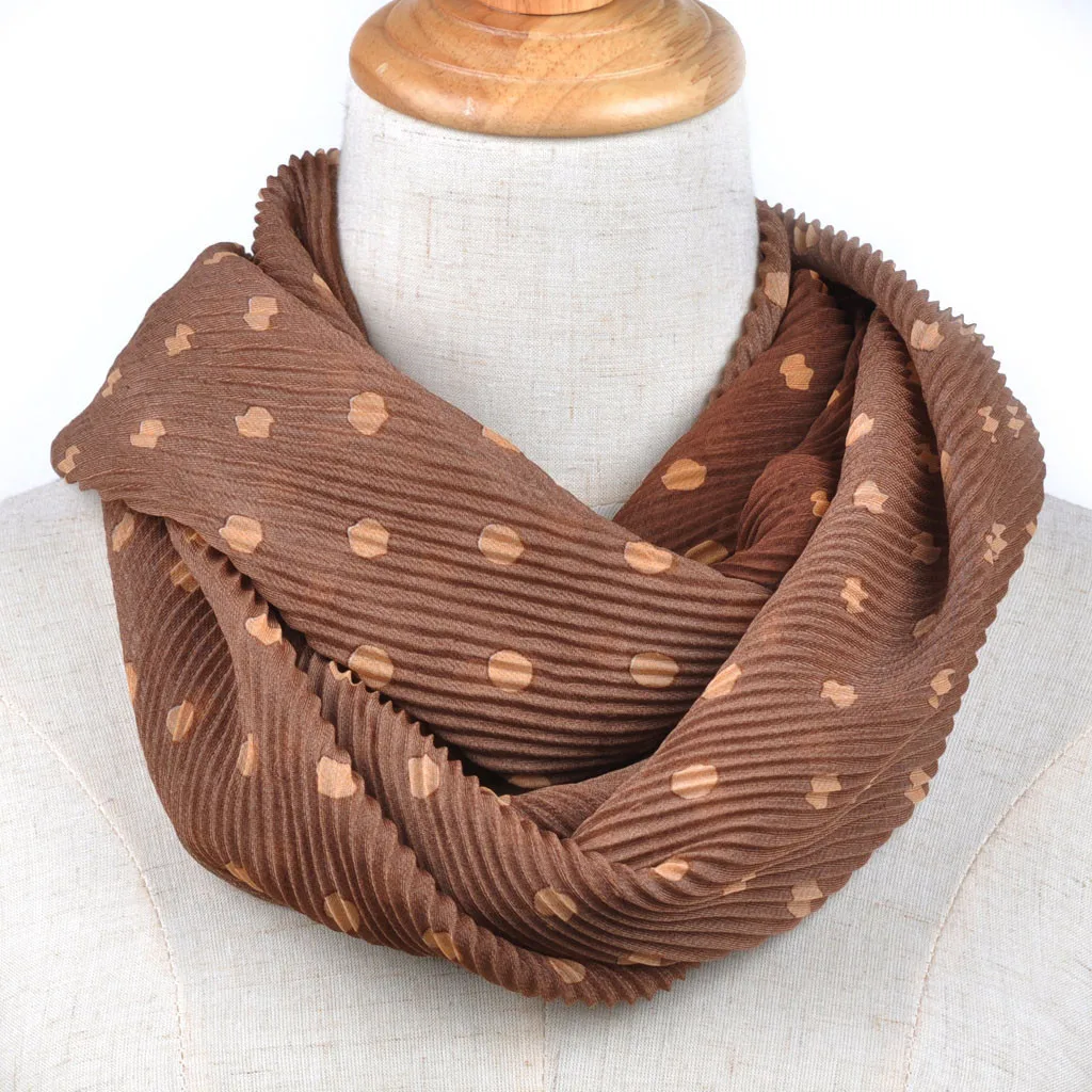 

2019 New Arrival Fashion Scarves Womens Soft Chiffon Dot Print Convertible Infinity Loop Scarf charpe femme Wholesales #J05