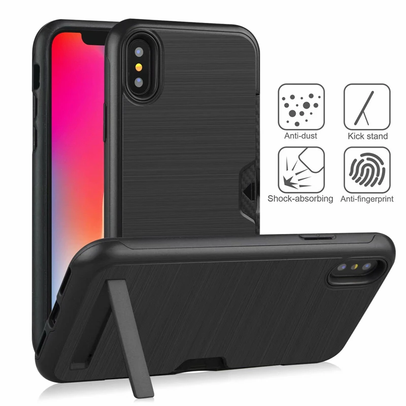 

For iPhone X XS Max XR Case Luxury Armor Silicone Hybrid Wallet Cover For iphone 7 8 6 6s plus Card Holder Stand Coque Fundas