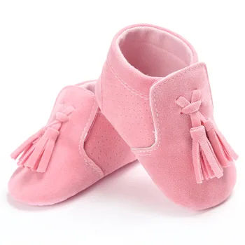 

Newborn Baby Girl Kids Prewalker Solid Fringe Shoes Infant Toddler Soft Soled Anti-slip Boots Booties First Walkers 0-18Month