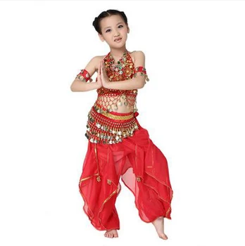

NEW!Girls Belly dance costumes chiffon long sleeves top+trousers+belt 3pcs belly dance set for girls belly dance suits