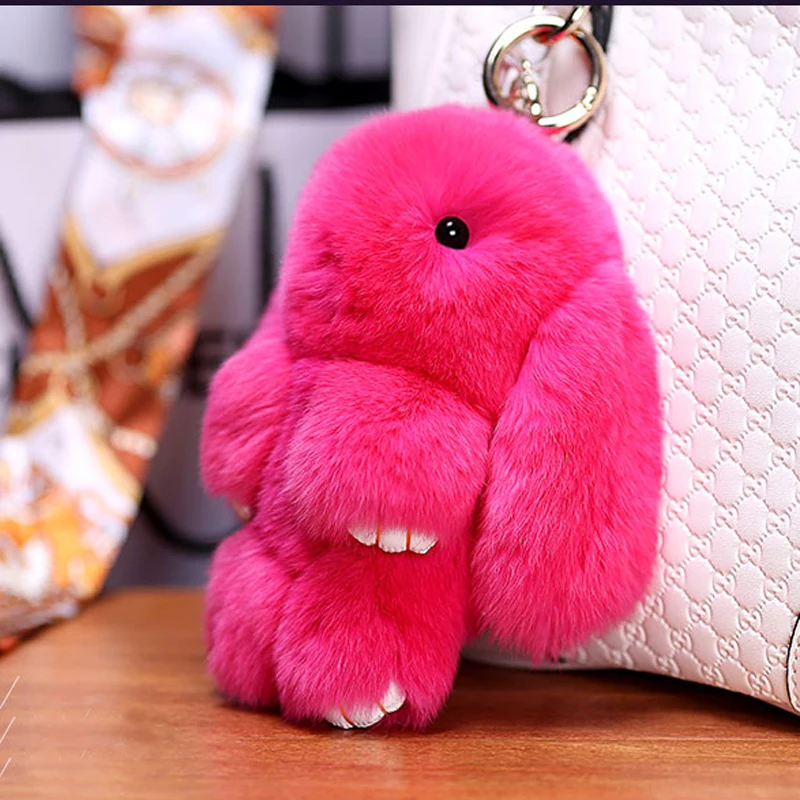 

100% Real Genuine Rex rabbit Furs Keychain Pendant Bag Car Charm Tag Cute Mini Rabbit Toy Doll Real Fur Monster Keychains