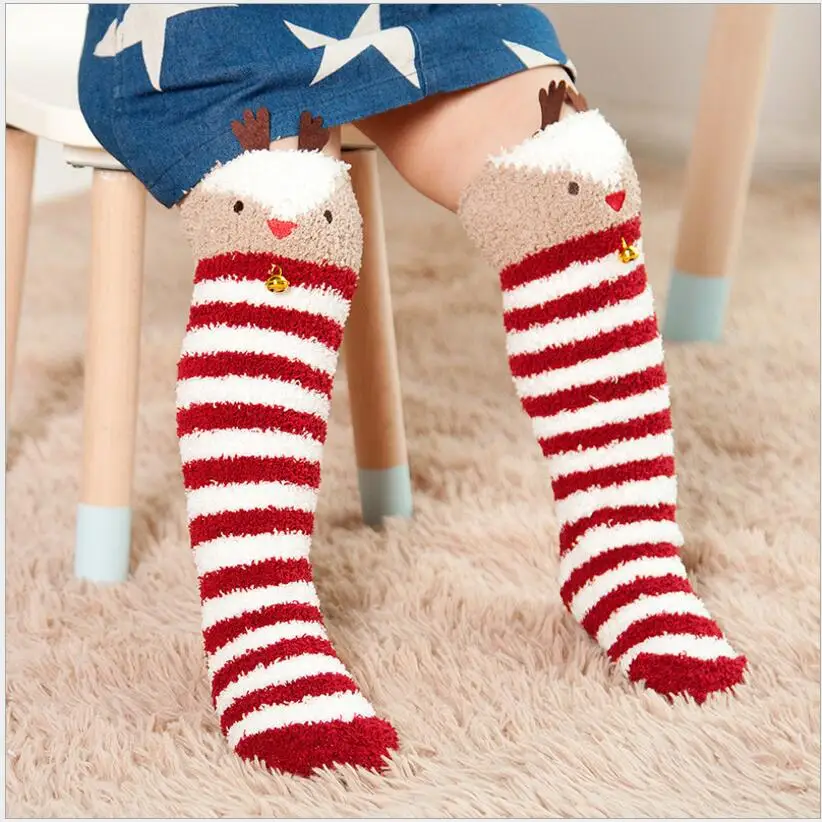 Chaussettes Hautes Antiderapantes Pour Bebe Chaussettes D Hiver Pour Enfants Avec Oreille 3d Chauffe Jambes En Coton Pour Noel Pour Nouveau Ne Aliexpress