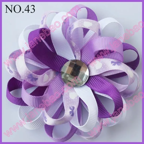 

free shipping 2017 newest 500pcs flower loopy bows new loopy flower clips mix color hair bow