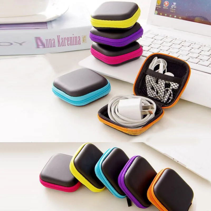 1Pc Headphones Earphone Cable Earbuds Storage Hard Case Carrying Pouch bag SD Card Hold boxin