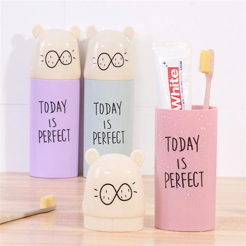 

2018 Hot Portable Travel Set toothbrush Cup Storage Box Home Bear Organizer Toothpaste Tooth Brush Towel Wash Gargle Cup &s