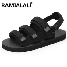 Ramialali/мужские сандалии, большие размеры 35-46 летние дышащие мужские шлепанцы с подсветкой из сетчатого материала пляжная Мужская обувь для отдыха