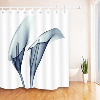 

LB Calla Lilly 3D X-ray Blossom Transparent Flower Nature White Shower Curtain Art Waterproof Bathroom Fabric For Bathtub Decor