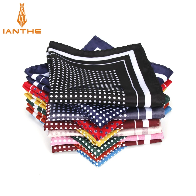 

Fashion Men's Handkerchief Vintage Dot Print Pocket Square Polyester Silk Soft Hankies Wedding Party Business Chest Towel Hanky