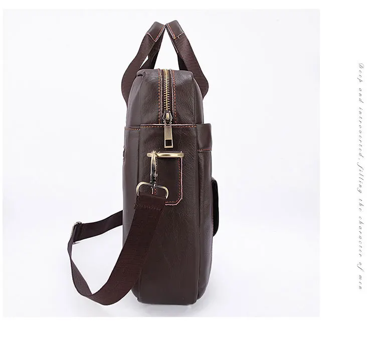 2018 Бизнес мужчины портфель бренда из натуральной кожи сечение Сумки большая емкость 14 "ноутбука молнии сумка
