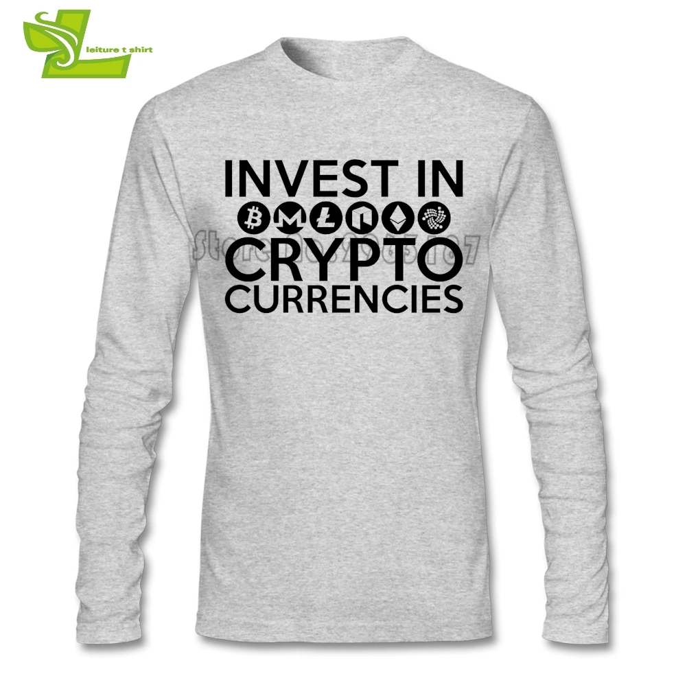 Invest In Cryptocurrencies Ethereum Litecoin Monero Bitcoin Zcash T Shirt Men's Long Sleeve O Neck Tees Adult Latest Tshirts