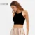 COLROVIE Cut Out Noir Crop Cami Top Vacances Camisole Femmes croix Retour Manches D'été Tops 2017 Nouveau Sexy Mince Occasionnel Camisole