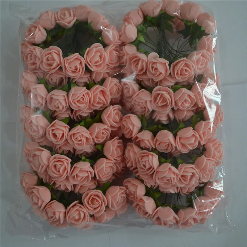 2 см 144 шт многоцветные ПЭ пенопластовые Мини искусственные шелковые цветы букет одноцветные свадебные декоративные цветы венки подарок 6Z - Цвет: 144P Flesh Pink