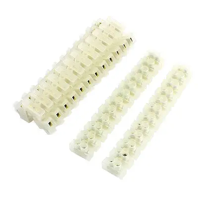

5 Pcs 3mm Dia Wire Hole 2 Row 12 Position Terminal Barrier Strip Block 10A
