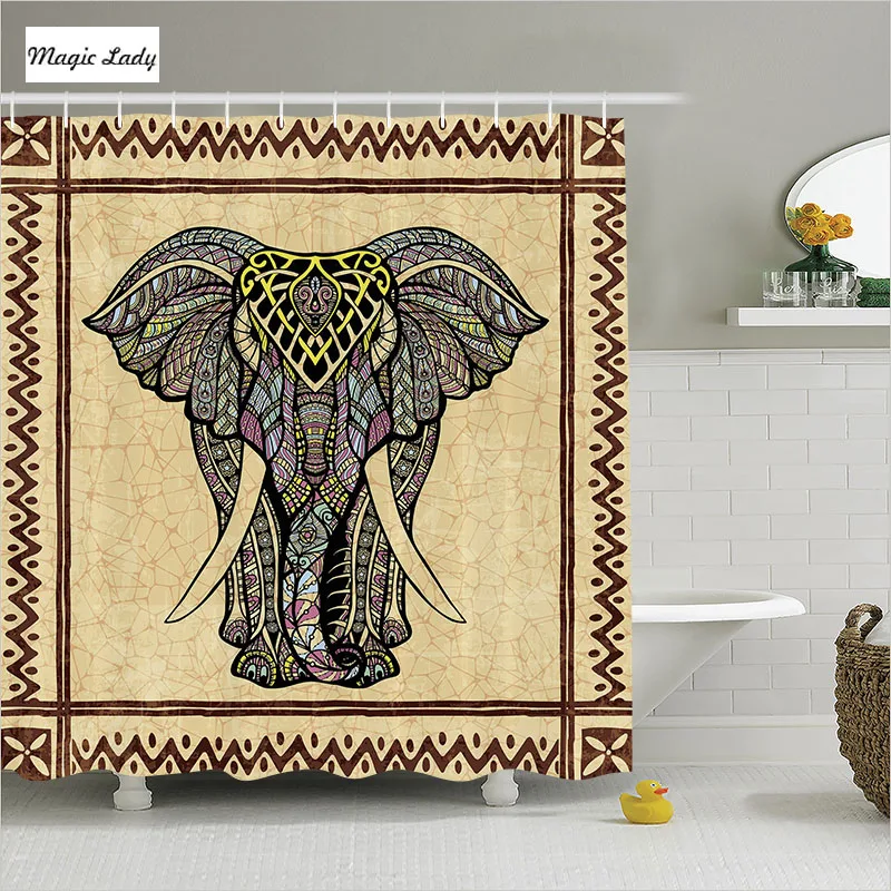 Shower Curtain Elephant Bathroom Accessories Tribal Chevron Bohemian Indian Traditional Animal Brown Home Decor 180 200 Cm Shower Curtain Elephant Shower Curtainelephant Bathroom Decor Aliexpress