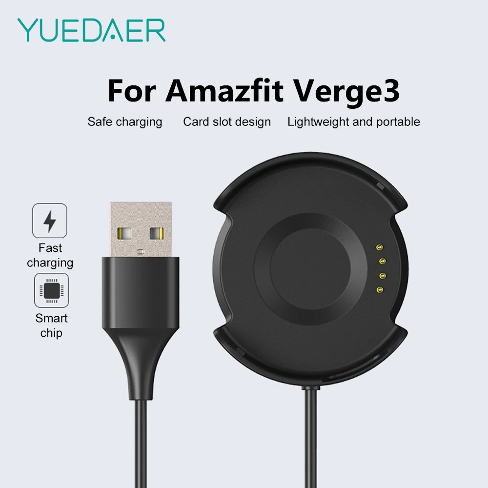 USB быстрое зарядное устройство для Xiaomi Amazfit Verge 3, умные часы, умные часы, док-станция, зарядный кабель, безопасность, портативное устройство, замена