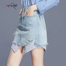 Короткая женская модная сексуальная джинсовая юбка кэжуал шикарная строчка Облегающая джинсовая юбка короткая мини-юбка