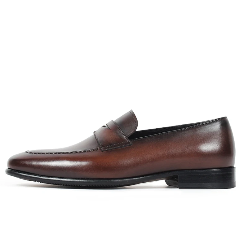 Centavo Brown Sapatos Loafer Couro Itália Vaca 2019 Plana Handmade Dos Pátina De Genuínos Vintage Casamento Calçados Vikeduo Originais Homens wXfUq0xO8