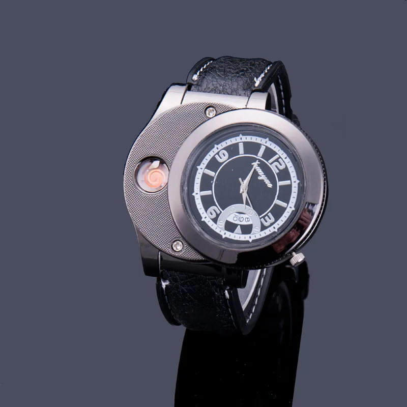 

Watches Electronic Men's Casual Quartz Wristwatches Windproof Flameless Cigarette Lighter Fashion Rechargeable USB Lighter
