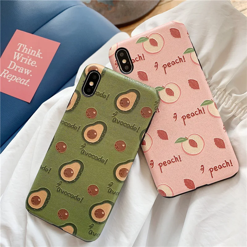 

Silk Texute Coque for Honor V20 8X 10 Case Fresh Avocado Peach Soft TPU Silicon Case for Huawei Mate 20 Pro Back Cover Shell