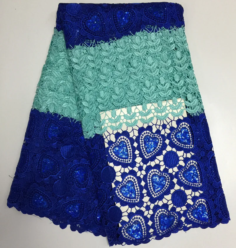 

8 colors (5yards/pc) high quality two colors embroidered African guipure lace fabric with lots of sequins for party dress CWS89