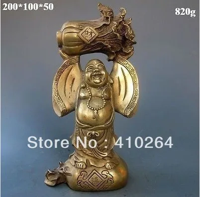 

0116P [old craft ] Fast Shipping Chinese Bronze Incense Burner w Fortune Buddha&Da Ming Mark