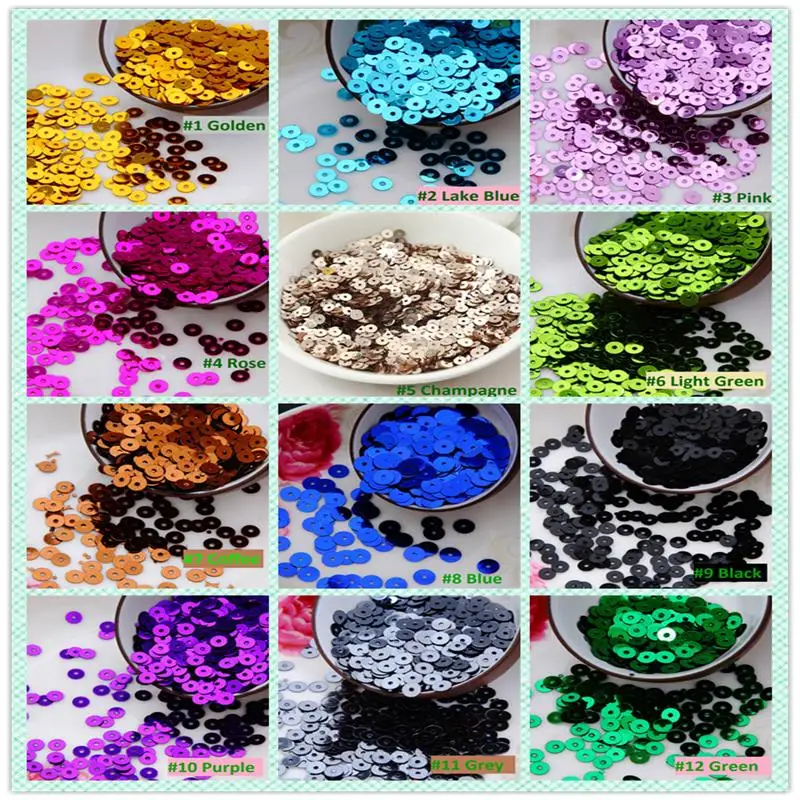 4MM Solid Colors Plane Round  Sequins Paillette For Crafts Scrapbook And Sewing DIY Handmade Project
