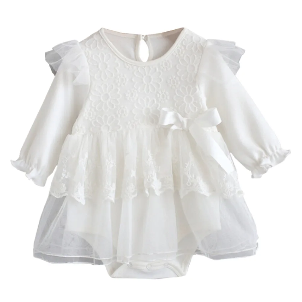 LONSANT/одежда для малышей кружевные боди из тюля с длинными рукавами и цветочным