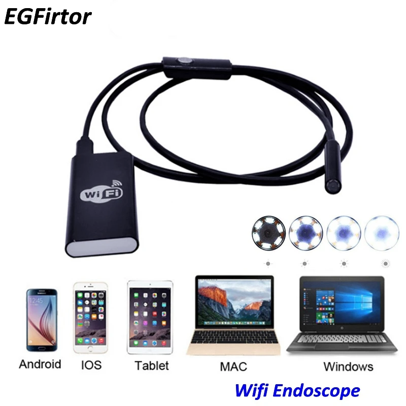 WIFI Endoscope Camera Mini Flexible Snake Soft Cable Inspection Camera 8mm USB Rechargable Endoscope Android IOS Phone Camera