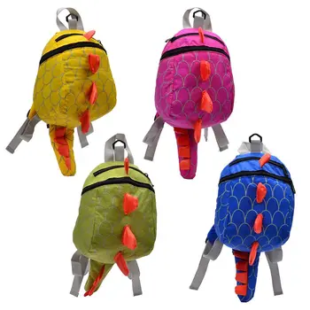 

Toddler Kids Dinosaur Backpack with Anti-lost Safety Leash for Boys Girls Nylon Mini Backpacks Zipper Solid Cartoon Bookbags