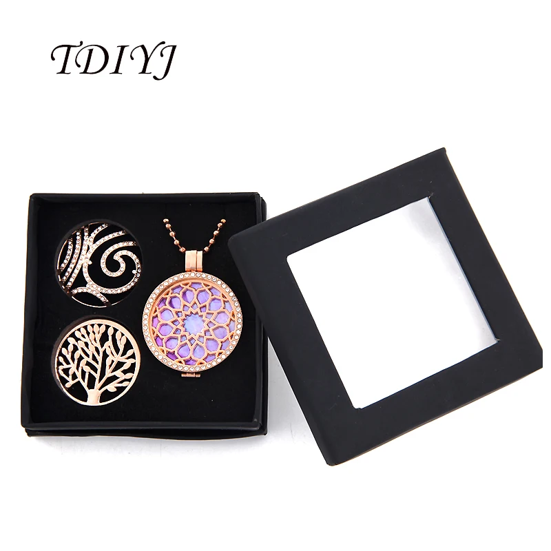 

TDIYJ My Coin Necklace with 1Pcs Black Jewelry Coin Box Rose Gold Ball Chain and Life Tree Flower Coin Disc for Wedding 1Set