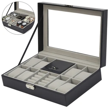 

8 Slots Watch Box Display Case Women Jewelry Organizer Display Storage Box new 30.5*20.5*8cm