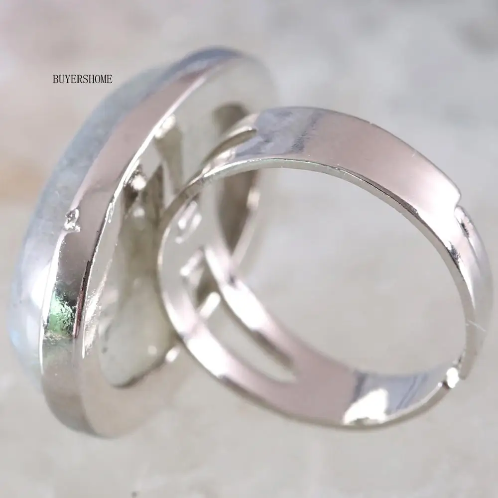 1Pcs Ring Jewelry For Women Men Gift Natural Stone Oval Bead Amazonite Carnelian Onyx Opal Adjustable Finger Ring