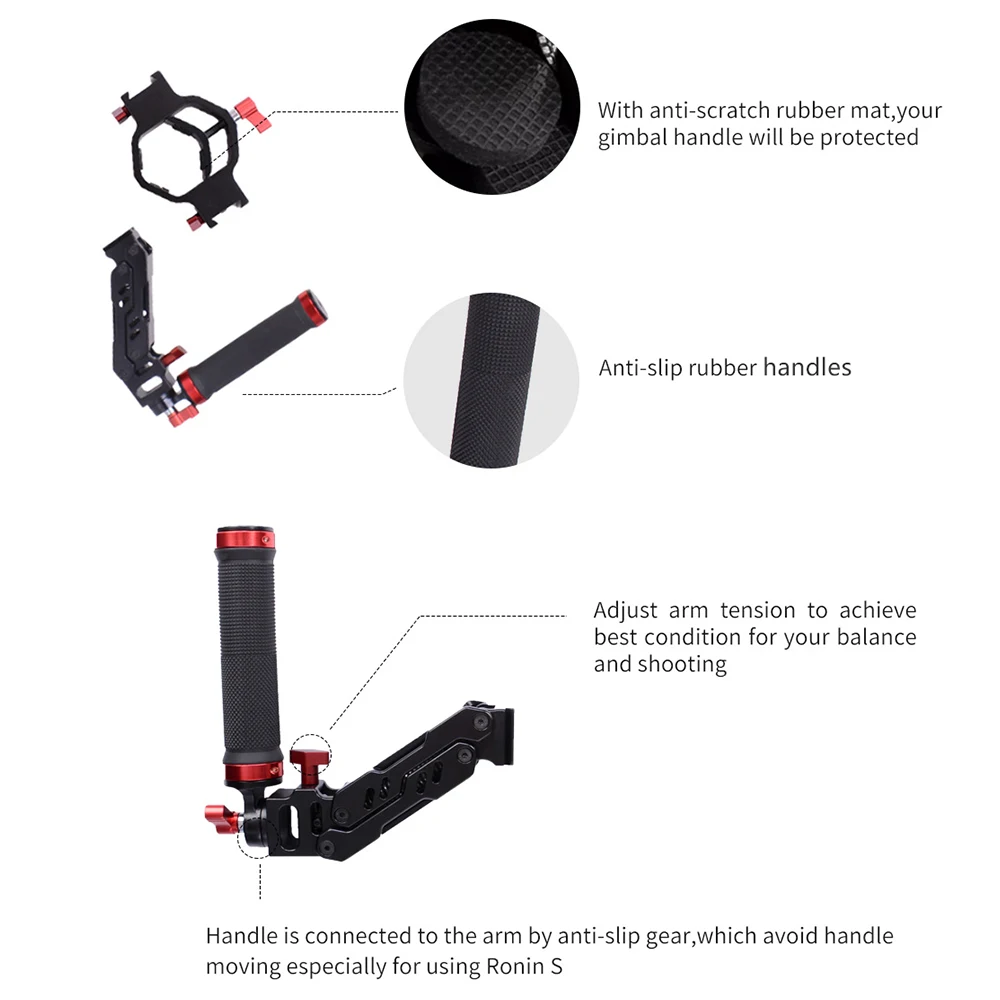 DIGITALFOTO Ares Z axis Alloy Aluminum Detachable Spring Dual Handle 5kg Loads for DJI Ronin S ZHIYUN Crane 2 MOZA AIR 2 Gimbal