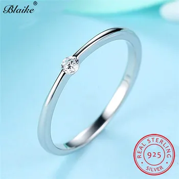 

s925 Sterling Silver Thin Rings For Women Stackable Wedding Bands White Sapphire Zircon Stone Minimalist Ring Stacking Jewelry