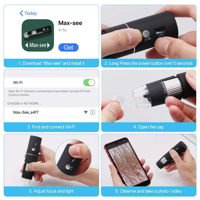 USB Digital Microscope 1000X 8 LED Light WIFI HD Pixel Microscopio movi Endoscope Magnifier Camera For Android iOS Phones iPad (4)