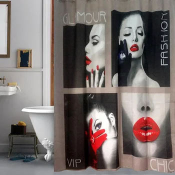 

Fashion Shower Curtains Glamour Lifestyle Chic Waterproof Polyester Fabric Bathroom Curtain With 12 Hooks 180x180cm