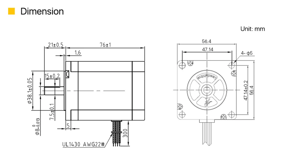 Cloudray Leadshine 3 фазы шагового двигателя 573S15 573S15-L для NEMA23 5.8A Длина 76 мм вал 8 мм