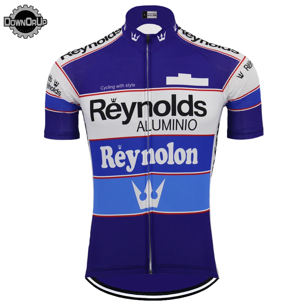 Ретро Рейнольдс Велоспорт Джерси мужская летняя гоночная команда синий велосипед Велоспорт Джерси Топы MTB индивидуальные гоночная одежда Триатлон